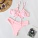 Women's Clothing New Solid Color Lace Bow Split Swimsuit Female Bikini_ecoleips.com