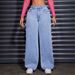 Women's High Waist Wide Leg Jeans - Vintage Washed Butterfly Embroidered Straight Denim Pants_ecoleips.com
