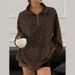 Retro Leopard Print Stand Collar Jacket For Women, Autumn 2025 New Design, Loose Mid-Length Sweatshirt, Trendy Early_ecoleips.com