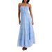 Women Resort Casual Style Sexy Halter Neck Self‑Tie Waist Slimming Dress Beach Summer Wear_ecoleips.com