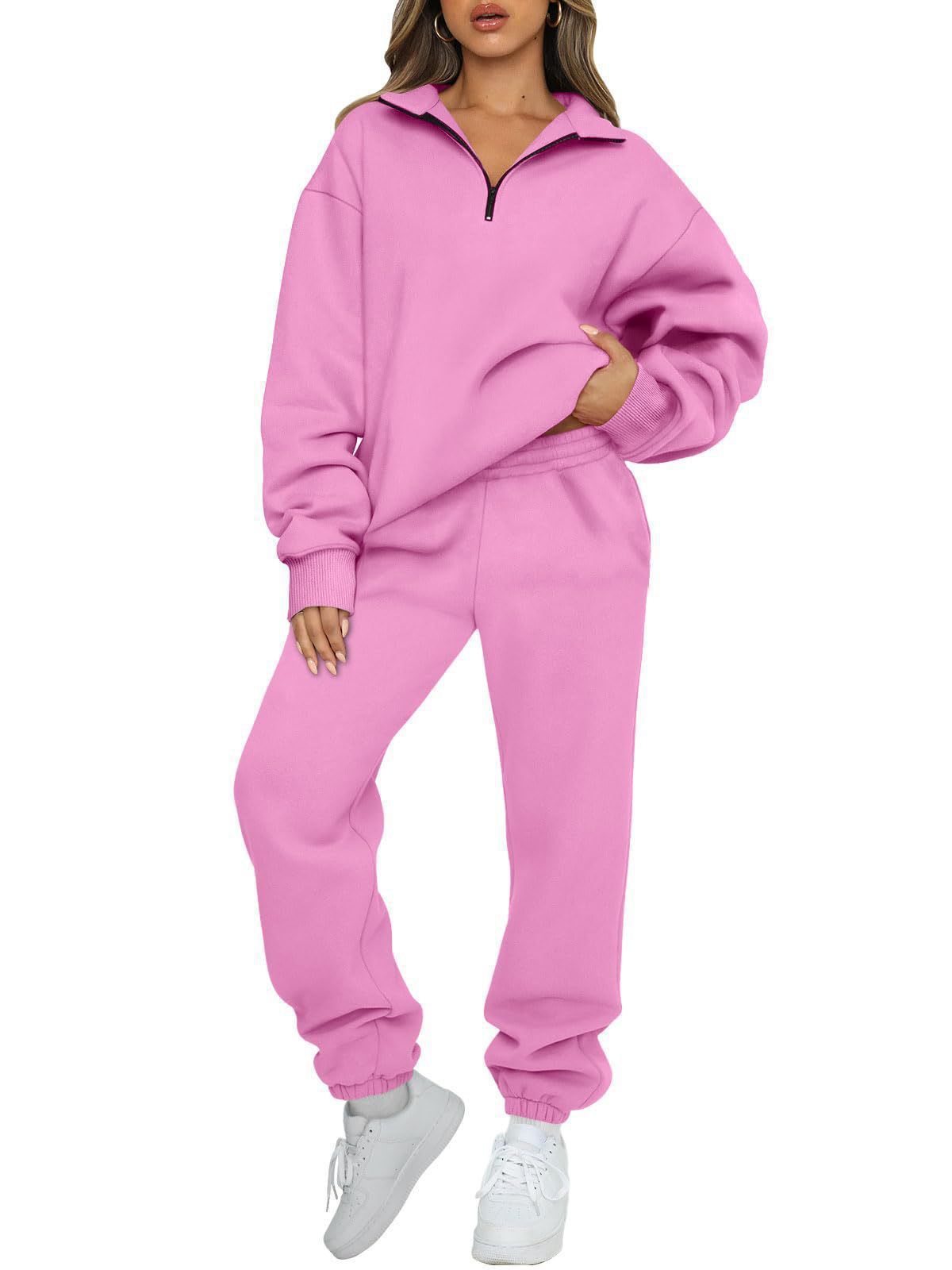 "Women's Minimalist Solid Color Tracksuit Set – Sleek Pocketless Design For Casual & Athleisure Wear"_ecoleips.com