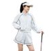 Women's Clothing Sports Suit Stand Collar Thin Zipper Long Sleeved Jacket Slimming Casual Cardigan Fashionable Running Shorts_ecoleips.com