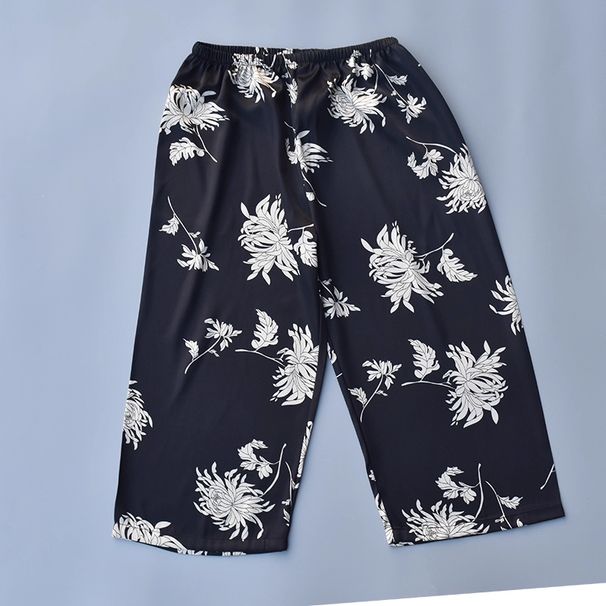 Silk Sleep Pants For Women Summer Ice Silk Loose Air Conditioning Thin Large Size Home Pants Comfortable Cropped Pants Nightwear_ecoleips.com