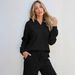 European American Style Drawstring Solid Color Textured Fashion Casual Suit Women, New Autumn Winter Long-sleeve_ecoleips.com