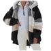 Autumn And Winter Warm Plush Patchwork Zipper Pocket Hooded Loose Coat Women's Tops Wholesale_ecoleips.com