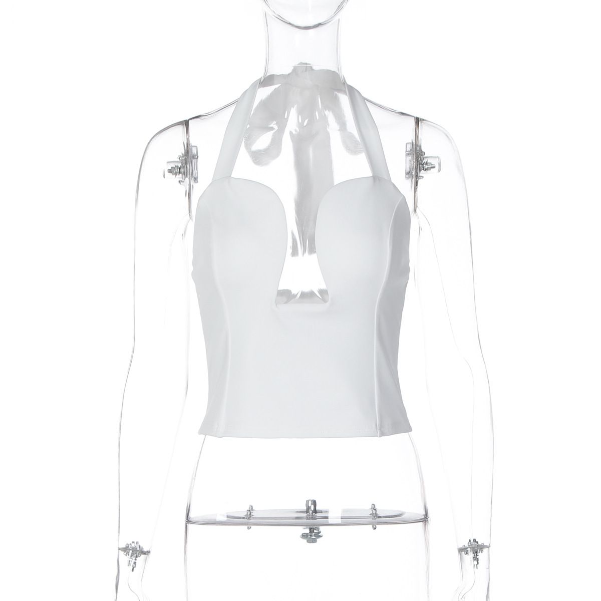 European And American Style Hot Girl Ins Fashion New Hollow Out Chest Wrap Underwire Tight-Fitting Solid Color Halter_ecoleips.com