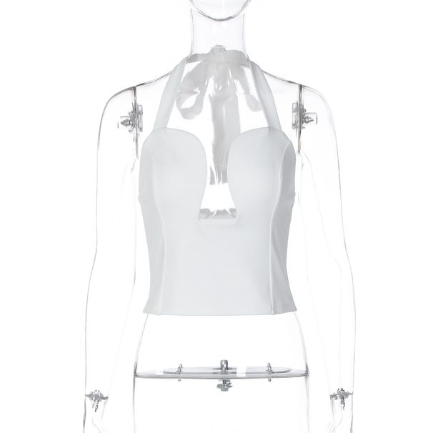 European And American Style Hot Girl Ins Fashion New Hollow Out Chest Wrap Underwire Tight-Fitting Solid Color Halter_ecoleips.com