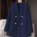 Green Women's Casual Suit Jacket Petite Korean Style Loose Sophisticated Blazer Long Sleeve Polyester For Spring Autumn_ecoleips.com