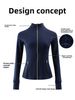 Tibetan Blue Yoga Wear Women's Thin Outerwear 2025 New Oulder Length Slim Fit Waist Cinching Early Autumn Fibone Sports Top_ecoleips.com