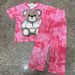Women's Clothing Tie Dye Fashion Set Summer Casual Two Piece Outfit With Cartoon Bear Print Short Sleeved Top And Loose Wide Leg Pants_ecoleips.com