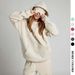 Women's Clothing Autumn And Winter Solid Color Pullover Hooded Sweater Wearing Eye Mask Trousers Set Sweater Two-piece Set Women_ecoleips.com