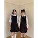 Elf High School Little Black Skirt Song Ming Korean Version Sleeveless Vest Dress For Spring Women, Long Skirt_ecoleips.com