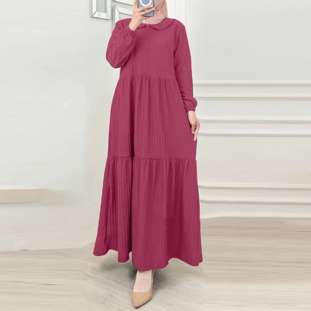 Spot Cross Border Muslim Women's Lotus Leaf Skirt Puff Sleeve Sweet Dress Robe Dubai Turkish Sun Skirt_ecoleips.com