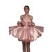 Women's Bow Designed Halter Top Short Dress For Birthday Parties Elegant Evening Gown Party Wear_ecoleips.com