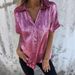 Verve 2025 Summer New Casual Loose Gold Foil Short Sleeve Turn-down Collar Shirt For Women_ecoleips.com