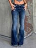 Vintage-Inspired Flare Jeans For Women – Stretchy Bootcut Denim Pants With Distressed Wash (XS-XL, Cotton-Polyester Blend, Y2K Retro Style)_ecoleips.com