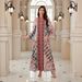 Modest Abaya Dress Women's Ethnic Style Maxi Dress V-Neck Long Sleeve Loose Fit Printed Skirt For Middle East_ecoleips.com