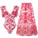 Women's Clothing Sexy One Piece Swimsuit Female Printed Two Piece Chiffon Skirt Swimsuit Suit_ecoleips.com