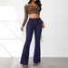 Women's Clothing Buttoned Up Slim Fit Bootcut Jeans For Women High Waisted Spliced trousers_ecoleips.com