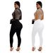 C6912 Cross-Border European And American Fashion Women's Solid Color Mesh Rhinestone Sleeve Long Pants_ecoleips.com