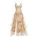 Floral Low Cut Maxi Dress American Style Summer Slimming Suspender Dress For Women Gentle Clothing_ecoleips.com