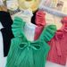 Southeast Asian Style Knitted Camisole For Women, Summer, Ruffled Edges, Sleeveless, Candy-colored, Can Be Worn As An_ecoleips.com