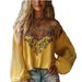 Aria Basics Aria Basics European And American Cross-border Women's Blouse, Bohemian Floral Vintage Ethnic Style, Long-sleeved Off-shoulder_ecoleips.com
