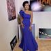 Women's solid color asymmetrical breast-showing dress women's sexy cocktail party evening dress_ecoleips.com