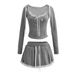 Verve 2024 Summer New Women's Fashion Square Neck Hooded Top + Elastic Waist Skirt Lace Patchwork Set_ecoleips.com