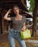 Elegant Ribbed Square Neck Sleeveless Jumpsuit For Women - Stretchy Polyester Bodysuit With Short Sleeves, High Waist & Slim Fit, Summer Casual Outfit_ecoleips.com