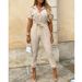 Aria Basics Summer 2025 European And American Women's Clothing Long Pants Casual Turn-Down Collar Buttoned Printed Belt_ecoleips.com