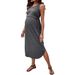 Women's Clothing Waist Solid Color Sleeveless Casual Fashion Temperament Slim Round Neck Maternity Dress_ecoleips.com