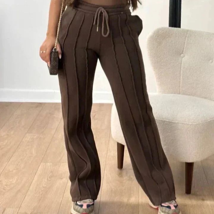 Women's Clothing Casual Sweatpants Drawstring Vertical Striped Straight Sports Pants Women_ecoleips.com