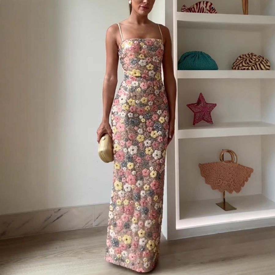 Women's Clothing Spring And Summer New Sling Sequin Hip Dress INS Party Casual Slim Dress_ecoleips.com