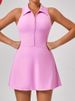 K New Tight Fitting Slimming High Waisted Sports Dress For Women's Running, Golf, Tennis, Fitness Wear, Lapel Dress_ecoleips.com