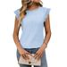 Women's Clothing Solid Color Round Neck Short Sleeve Lace Splicing Hollow T Shirt_ecoleips.com