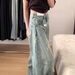 Women's High-Waisted Wide Leg Jeans Retro Washed Distressed Scimitar Design Straight Leg Floor-Length Summer Jeans_ecoleips.com