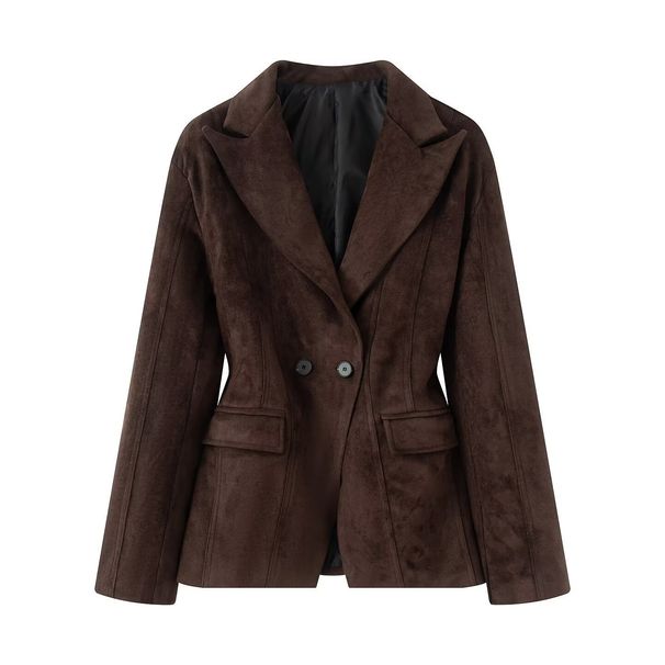 TAOP&ZA Early Autumn New Women's Elegant And Stylish Frosted Velvet Slim-fit Blazer_ecoleips.com