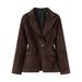 TAOP&ZA Early Autumn New Women's Elegant And Stylish Frosted Velvet Slim-fit Blazer_ecoleips.com