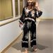 Women's Clothing Irregular Printed Long Sleeved Tops And Trousers Two Piece Set_ecoleips.com