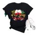 Popular Foreign Trade Item: Merry Christmas Tree, Santa Claus, Letter Print, Simple And Stylish Women's T-shirt_ecoleips.com