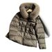 Women's Winter Hooded Short Down Jacket With Fox Fur Trim, 90% White Duck Down, Slim Fit Waist Design, Water-Resistant Nylon_ecoleips.com