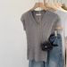 Women's Korean Style V Neck Sleeveless Knitted Vest Gentle Elegant Slim Fit Summer Top New 2026 Style_ecoleips.com