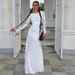 2025 Summer New Fashion Slim Fit Pleated Elegant Round Neck Long Sleeve Dress For Women Wholesale_ecoleips.com
