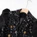 Women's Clothing Black Sequined Mesh Padded Shoulder Sleeve Coat Top With Metal Buckle Sophisticated Suit Elegant Style For Women_ecoleips.com