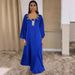Women's Satin Robe Dress Female Fashion Gold Wire Diamond Waist Abaya_ecoleips.com
