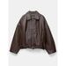 Wholesale Of Women's Autumn And Winter Retro Jackets, Pilot Loose Jackets, Women's Casual Artificial Leather Tops_ecoleips.com