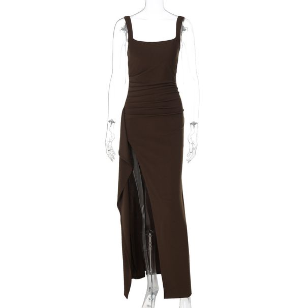 Women's Style Evening Dress Long Skirt Sexy Suspenders Backless High Slit Summer Fashion_ecoleips.com