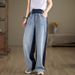Women's Clothing Autumn And Winter New Simple Splicing Casual Raw Edge Straight Pants Women's Thick High Waist Jeans Wide Leg Pants_ecoleips.com