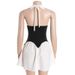 European And American Cross-border Neck V-neck Sleeveless Black And White Contrasting Color Splicing High-waisted Slim-fitting Short A-shaped Skirt_ecoleips.com